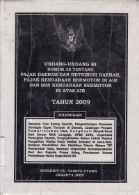 Undang-Undang RI Nomor 28 Tentang Pajak Daerah dan Retribusi Daerah, Pajak Kendaraan Bermotor di Air dan BBN Kendaraan Bermotor di Atas Air Tahun 2009