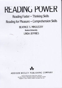 Reading Power : Reading Faster, Thinking Skills, Reading for Pleasure, Comprehension Skills